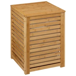 Cesto de baño de bambú forrado con tejido