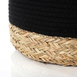 Cesto de baño negro y natural 25x32cm