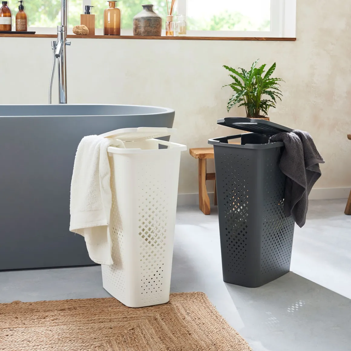 Cesto De Ropa C/Tapa Gris 40L