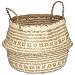 Cesto Decorativo Con Asas Beige 35x30Cm