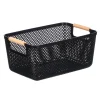 Cesto negro con asa de bambú 32x20.5cm