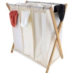 Cesto para colada bambú y poliéster natural