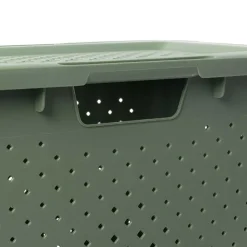 Cesto para ropa PIXEL verde con tapa 40l
