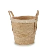 Cesto redondo paja beige con pelo 35cm