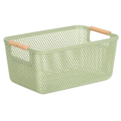 Cesto verde con asa de bambú 36x22cm