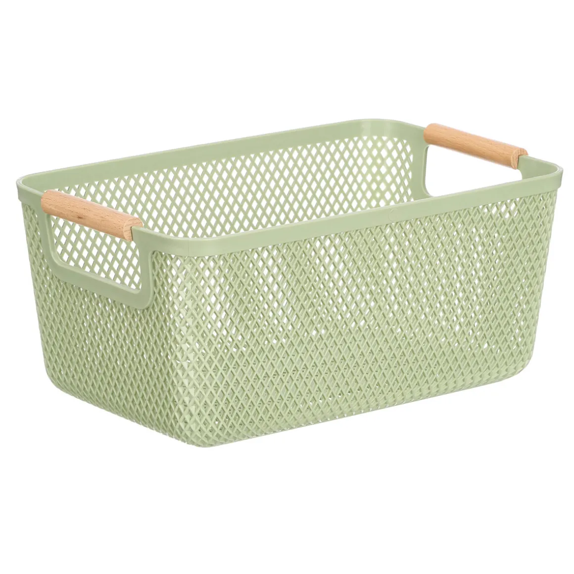 Cesto verde con asa de bambú 36x22cm