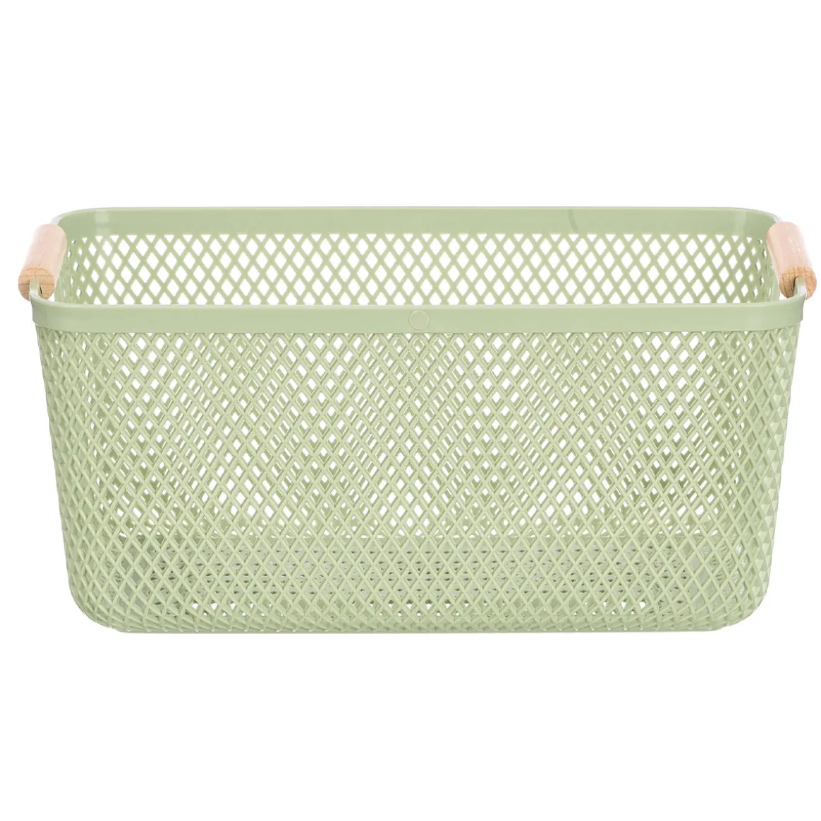 Cesto verde con asa de bambú 36x22cm