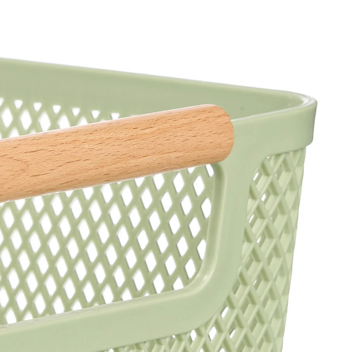 Cesto verde con asa de bambú 36x22cm