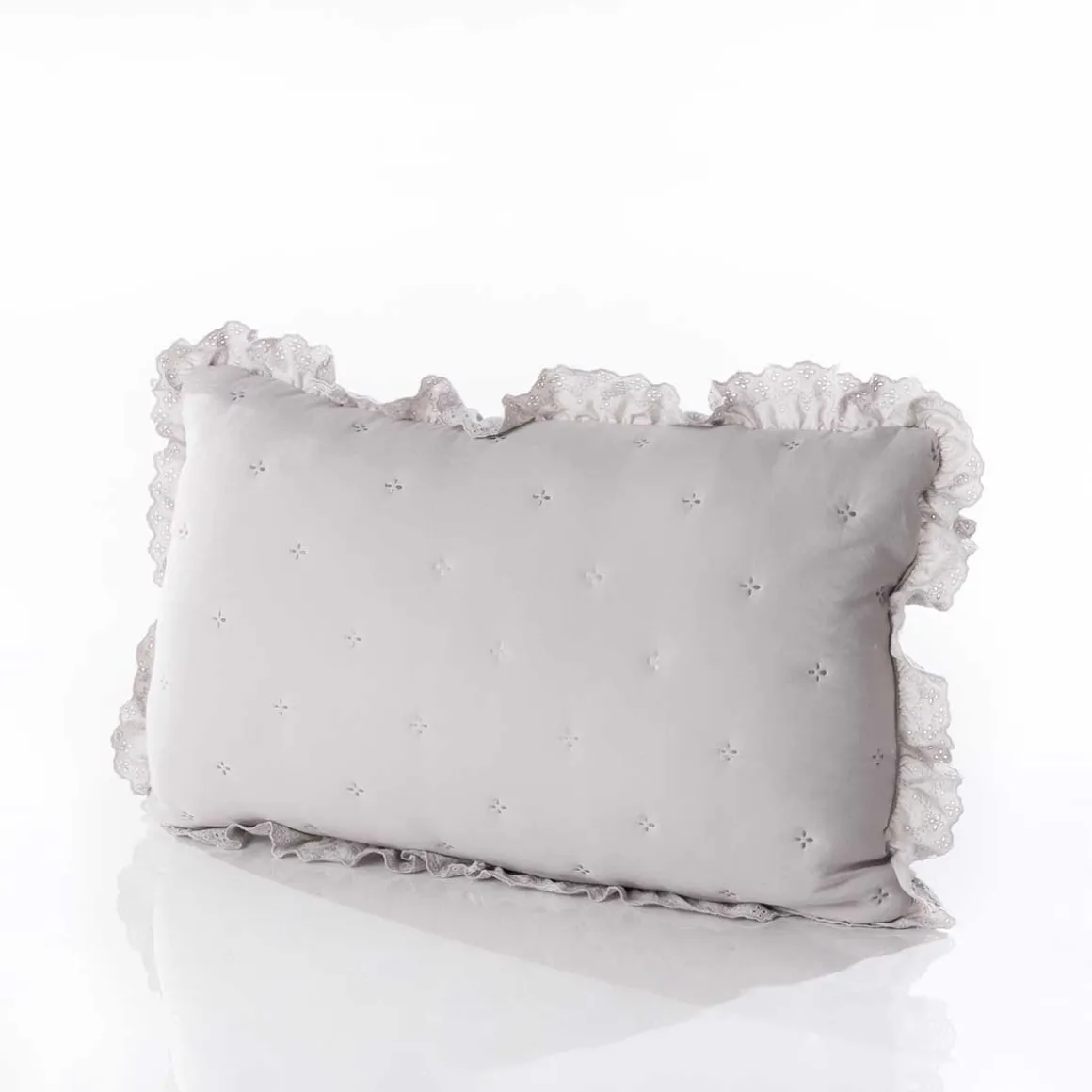 Cojín AMALFI gris con encaje 45x60cm