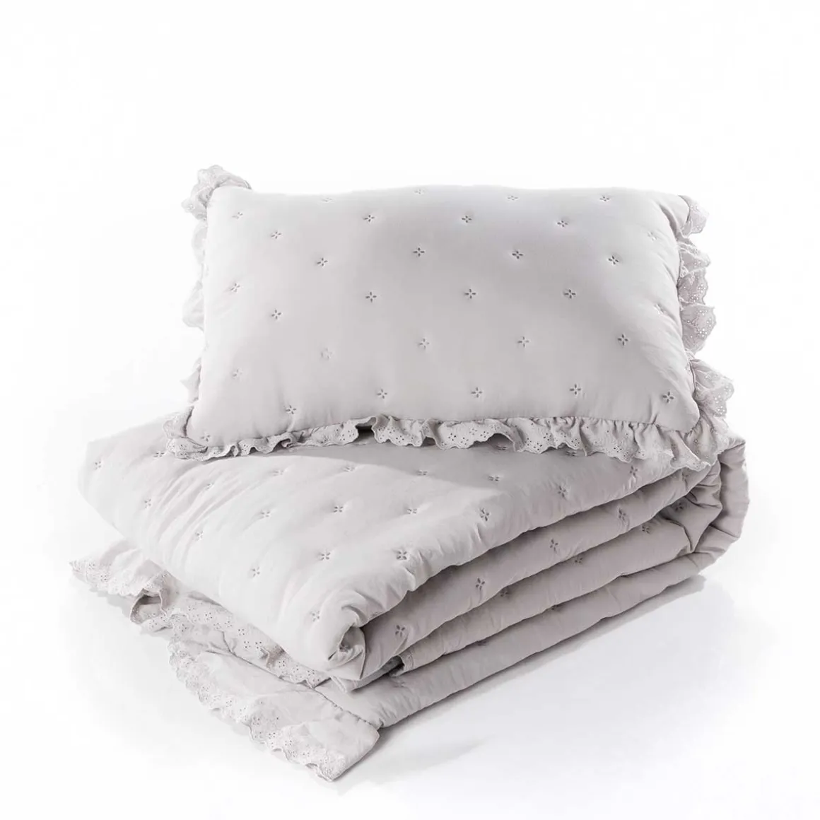 Cojín AMALFI gris con encaje 45x60cm