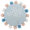 Cojín Azul Snow Con Pompones 35cm