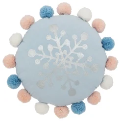 Cojín Azul Snow Con Pompones 35cm