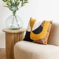 Cojín Bordado Ocre 45x45Cm