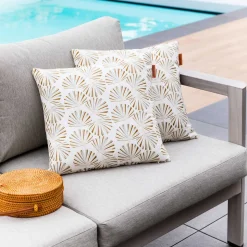 Cojín de exterior FYLIE decorado abanico