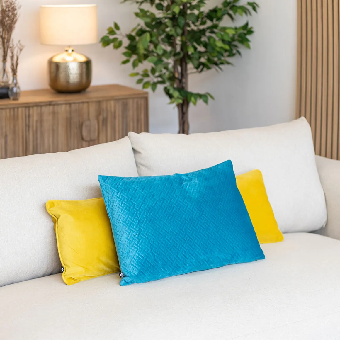 Cojín Dolce De Terciopelo Azul 38x58Cm