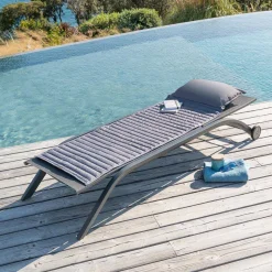 Cojín para tumbona impermeable gris