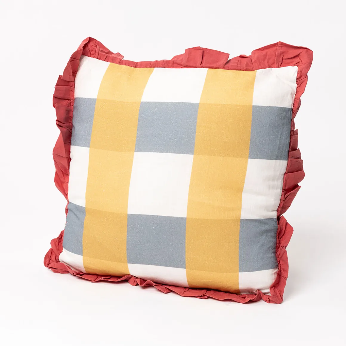 Cojín Yucatán Vichy Con Volados Rosa