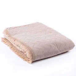 Colcha STONEWASHED con flecos beige 220x240cm