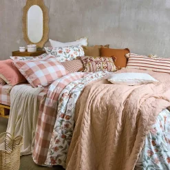 Colcha STONEWASHED con flecos beige 220x240cm