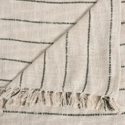 Colcha Tropical Panama Rayas Marfil Y Verde Caqui