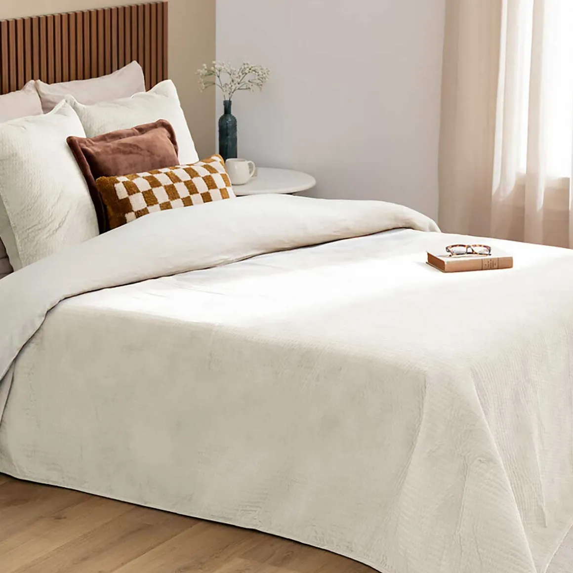 Colcha y 2 fundas almohada LILOU crudo 240x260cm