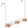 Colgador Puerta C/3 Ganchos Bambú Blanco
