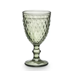 Copa De Agua Diamante Verde De Vidrio 340ml