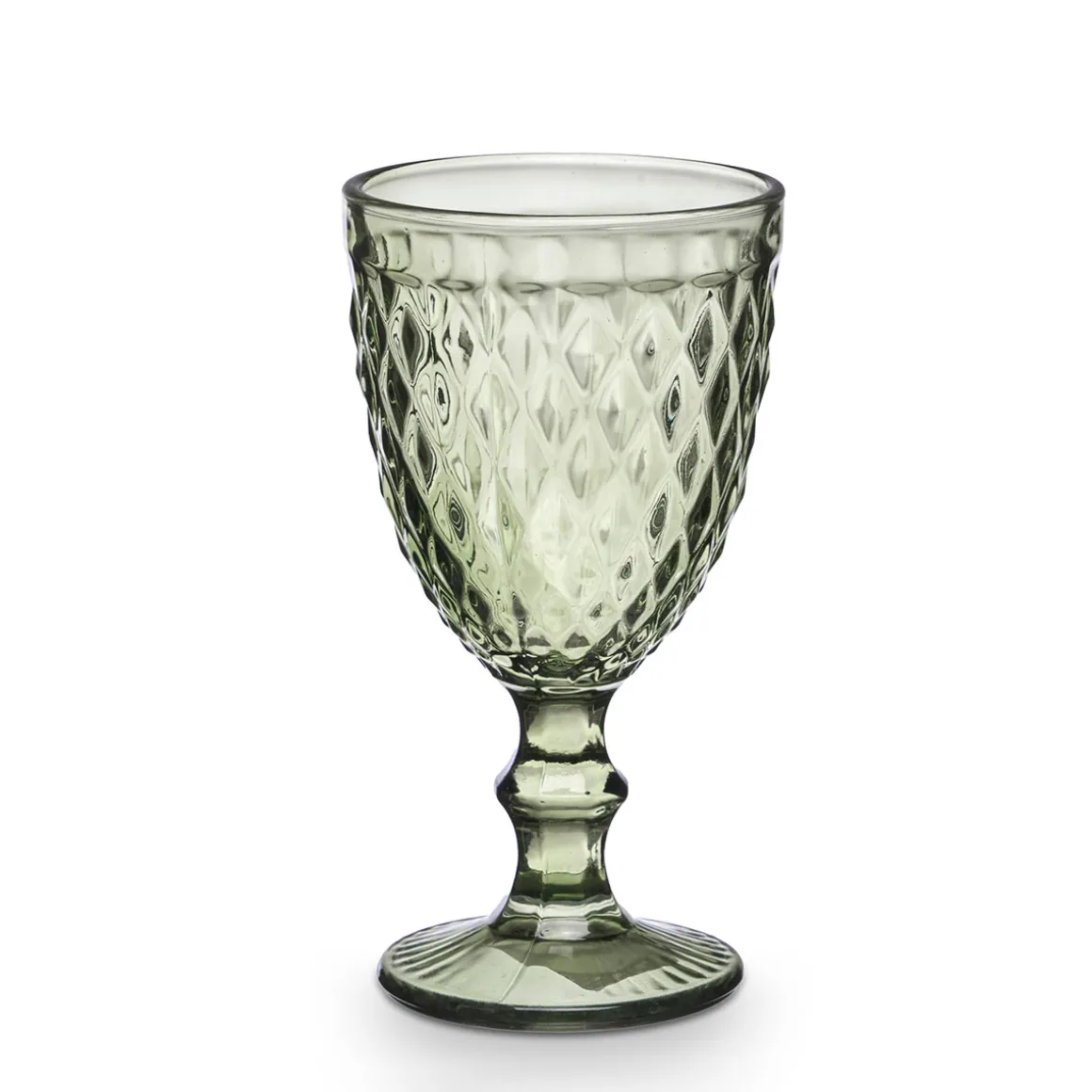 Copa De Agua Diamante Verde De Vidrio 340ml