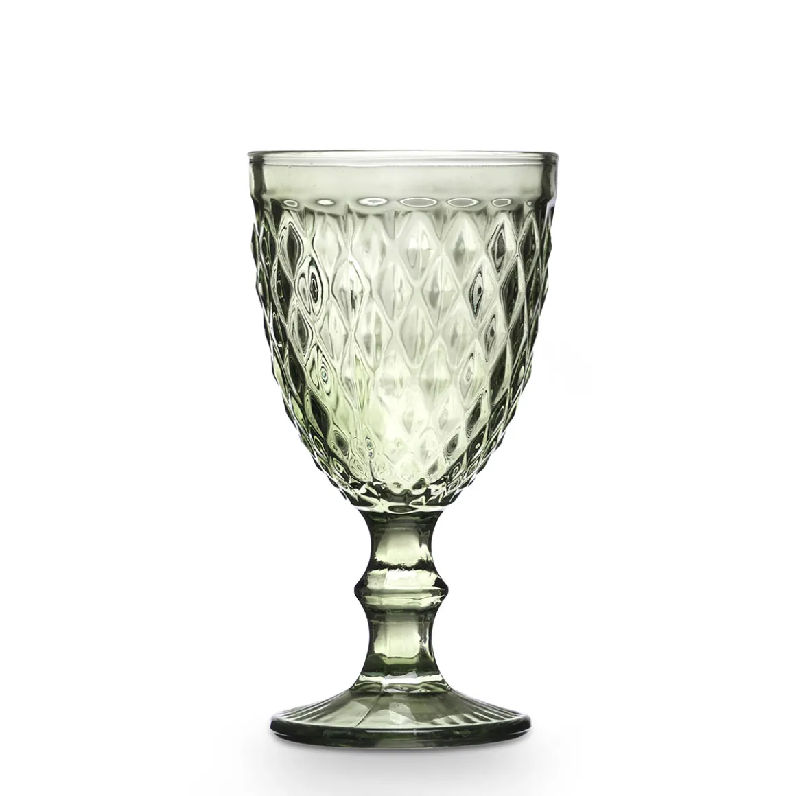 Copa De Agua Diamante Verde De Vidrio 340ml