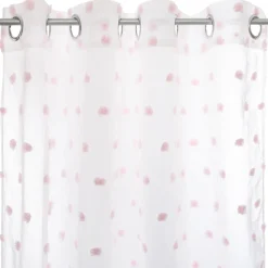 Cortina Blanca C/Pompones Rosa 140x240Cm