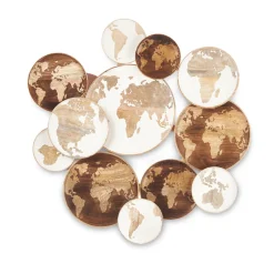 Cuadro decorativo mapamundi madera de mango 76cm