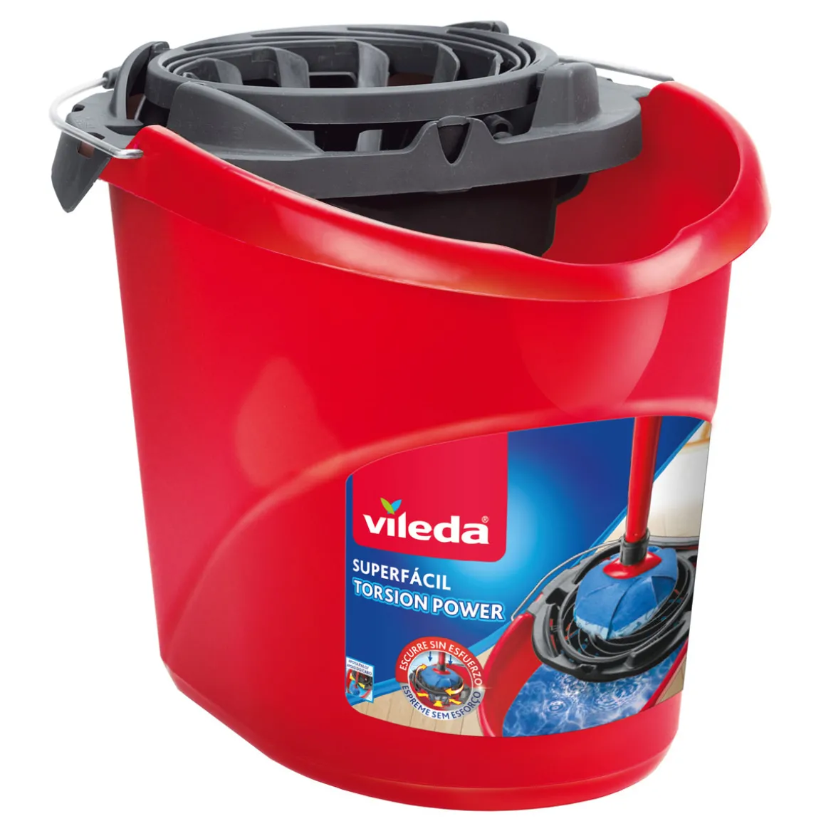 Cubo Con Escurridor Rojo 10L