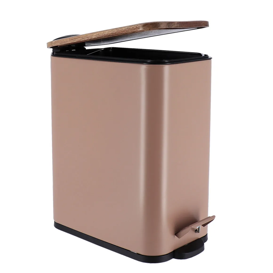 Cubo de baño con tapa en metal gris pardo 5l