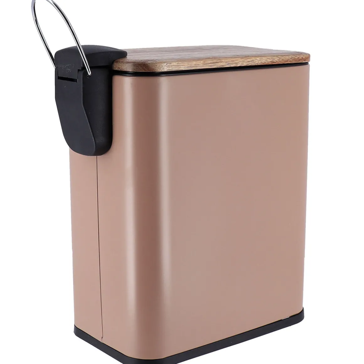 Cubo de baño con tapa en metal gris pardo 5l