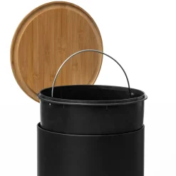 Cubo De basura Con Tapa De Bambú 30L