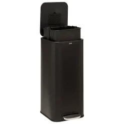 Cubo de basura DELTA negro metálico 30L