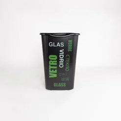 Cubo de reciclaje para vidrio negro 50L