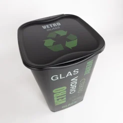 Cubo de reciclaje para vidrio negro 50L