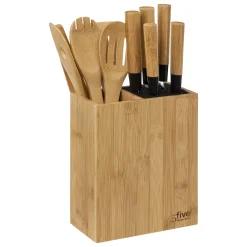 Cuchillos+Utensilios C/Soporte De Bambú