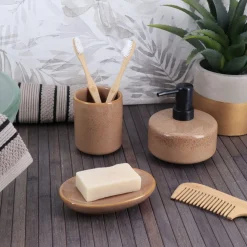 Dispensador jabón líquido de cerámica gris pardo