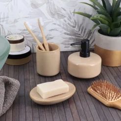 Dispensador jabón líquido de cerámica beige 400ml