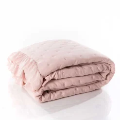 Edredón AMALFI rosa con encaje 250x260cm