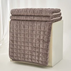 Edredón SEATTLE de terciopelo gris pardo 240x260cm