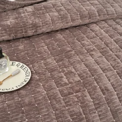 Edredón SEATTLE de terciopelo gris pardo 240x260cm