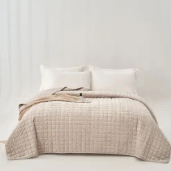 Edredón SEATTLE gris de terciopelo 240x260cm