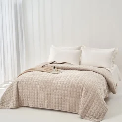 Edredón SEATTLE gris de terciopelo 240x260cm