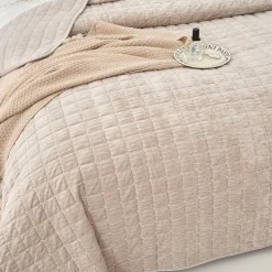 Edredón SEATTLE gris de terciopelo 240x260cm