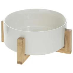 Ensaladera Porcelana Soporte Bambú 23Cm