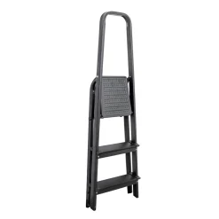Escalera Negra Con 3 Peldaños De Aluminio 130cm