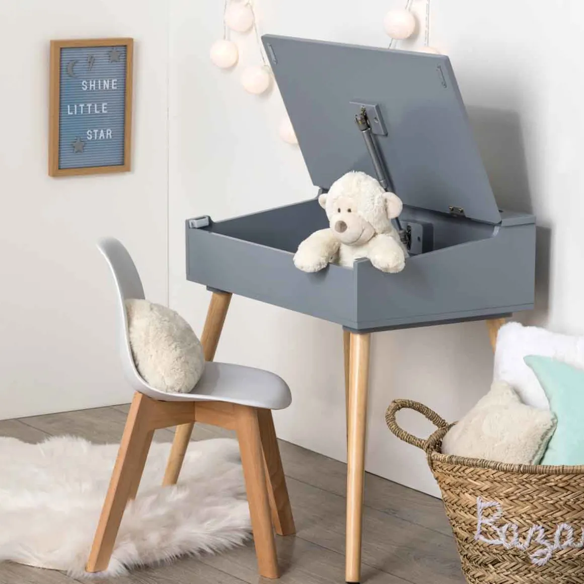 Escritorio Gris Con Almacenaje